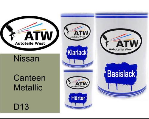 Nissan, Canteen Metallic, D13: 500ml Lackdose + 500ml Klarlack + 250ml Härter - Set, von ATW Autoteile West.